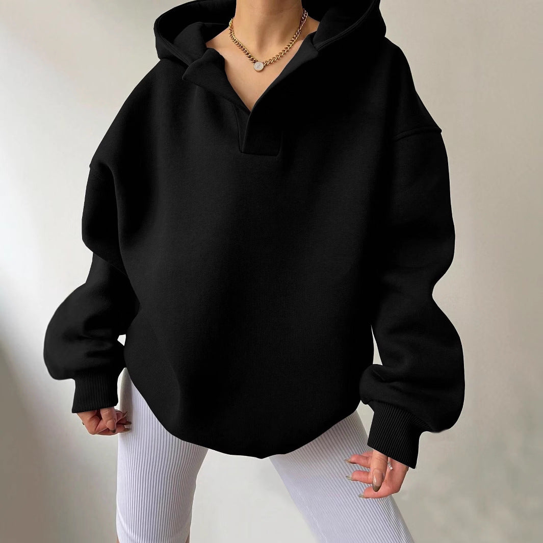 Damen Oversized Kapuzenpullover mit einzigartigem Kragen R&B