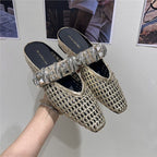 Damen trendige Mules mit modischem Netzdesign und stilvollem Riemen R&B