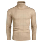 Herren Rollkragenpullover aus elastischem Strickmaterial mit feinem Rippendesign