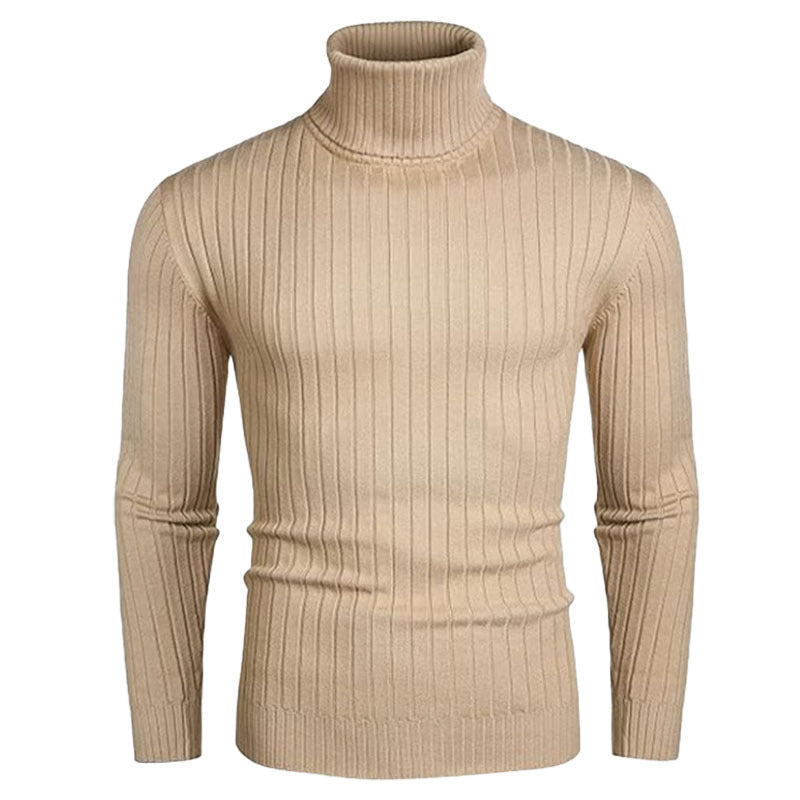 Herren Rollkragenpullover aus elastischem Strickmaterial mit feinem Rippendesign