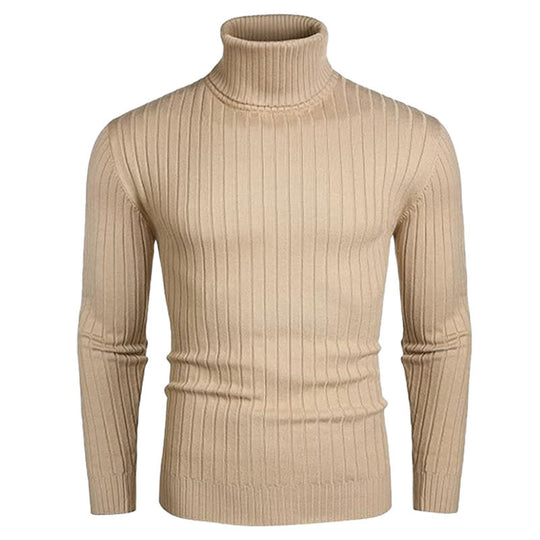 Herren Rollkragenpullover aus elastischem Strickmaterial mit feinem Rippendesign R&B