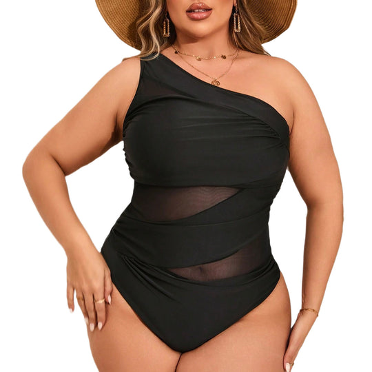 Damen Einseitiger Badeanzug mit raffinierten Mesh-Elementen R&B