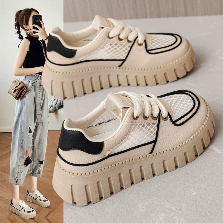 Damen Trendige Plateau Sneakers mit atmungsaktivem Netzdesign R&B