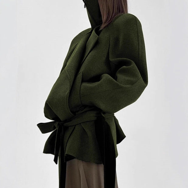 Damen Modische Jacke mit hohem Kragen und taillierter Silhouette R&B