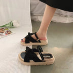 Damen bequeme Sandalen mit dekorativem Schleifen-Design und rutschfester Sohle R&B