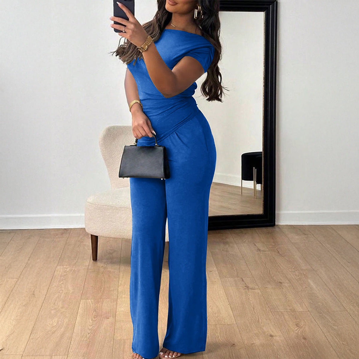 Damen Eleganter Overall mit Wickeldesign und weitem Bein R&B