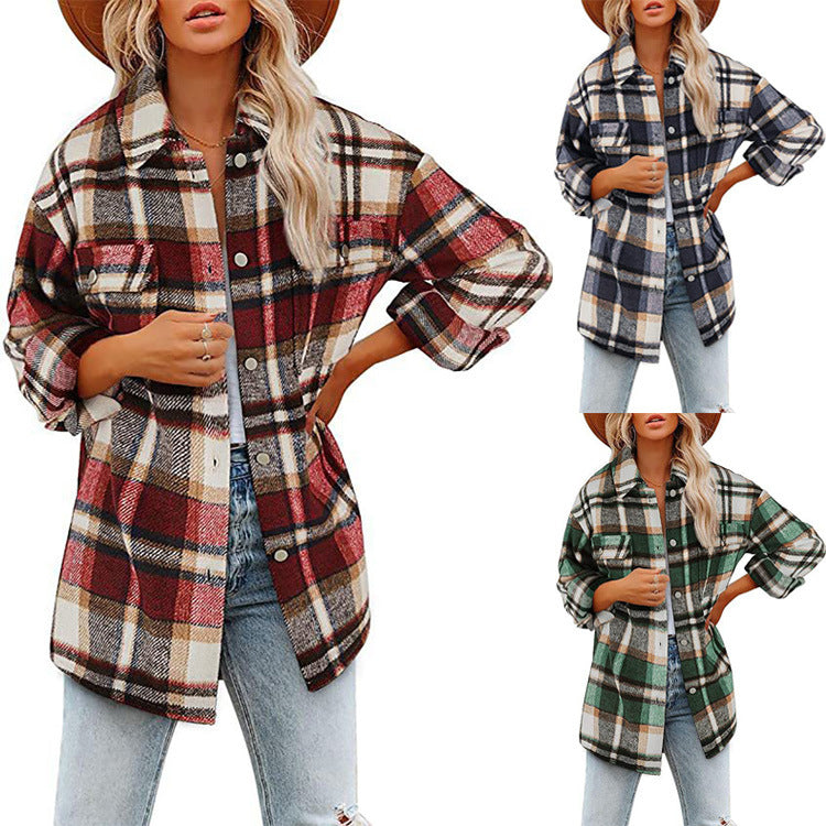 Damen Karierte Baumwolljacke im lässigen Oversized-Schnitt R&B