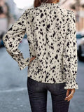 Damen elegante Bluse mit Rüschenabschluss und asymmetrischem Muster R&B
