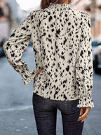 Damen elegante Bluse mit Rüschenabschluss und asymmetrischem Muster R&B