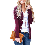 Damen nan Feinstrick-Cardigan mit dekorativen Metallknöpfen und schmaler Silhouette R&B
