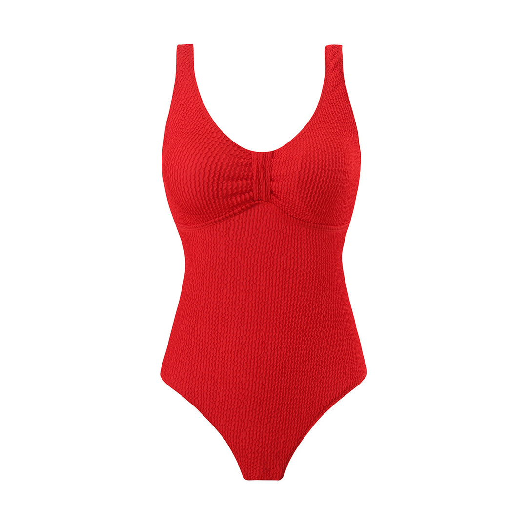 Damen Einteiliger Badeanzug mit raffinierten Rippstrick-Details R&B