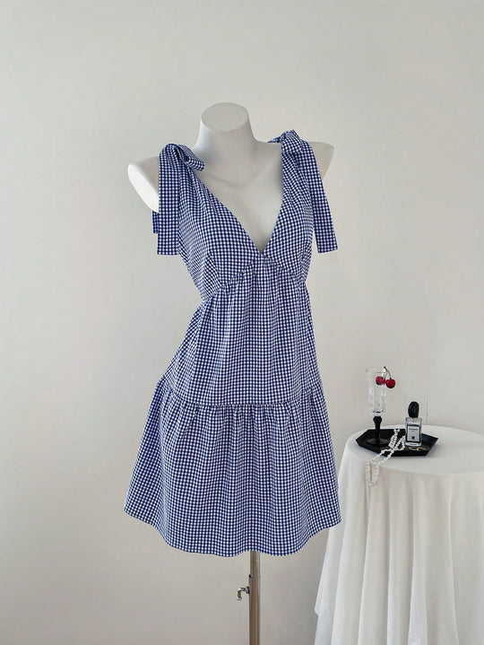 Damen Sommerkleid mit Rüschendetails und verstellbaren Trägern R&B