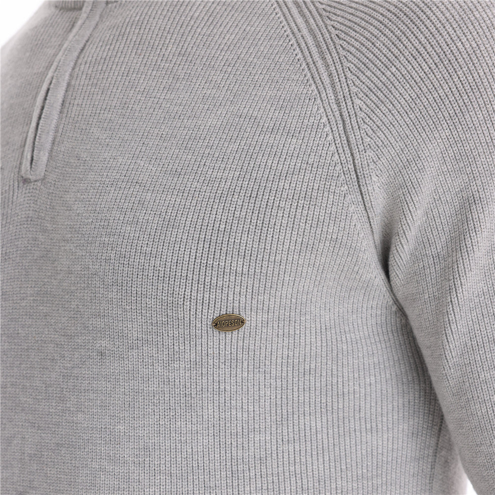 Herren Strickpullover mit halbem Reißverschluss und sportlichen Details R&B