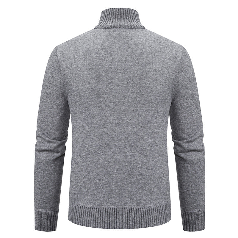 Herren Strickjacke mit modernem Zipper und hohem Kragen