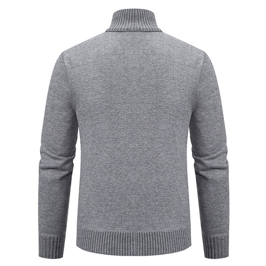 Herren Strickjacke mit modernem Zipper und hohem Kragen R&B