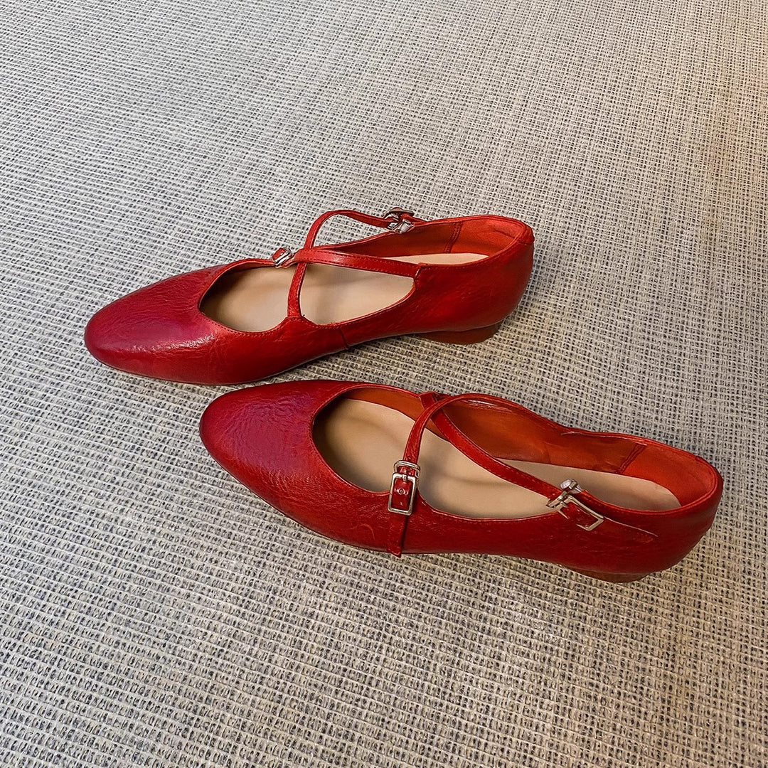 Damen Ballerinas mit kreuzförmigem Riemen und eleganter Spitze R&B