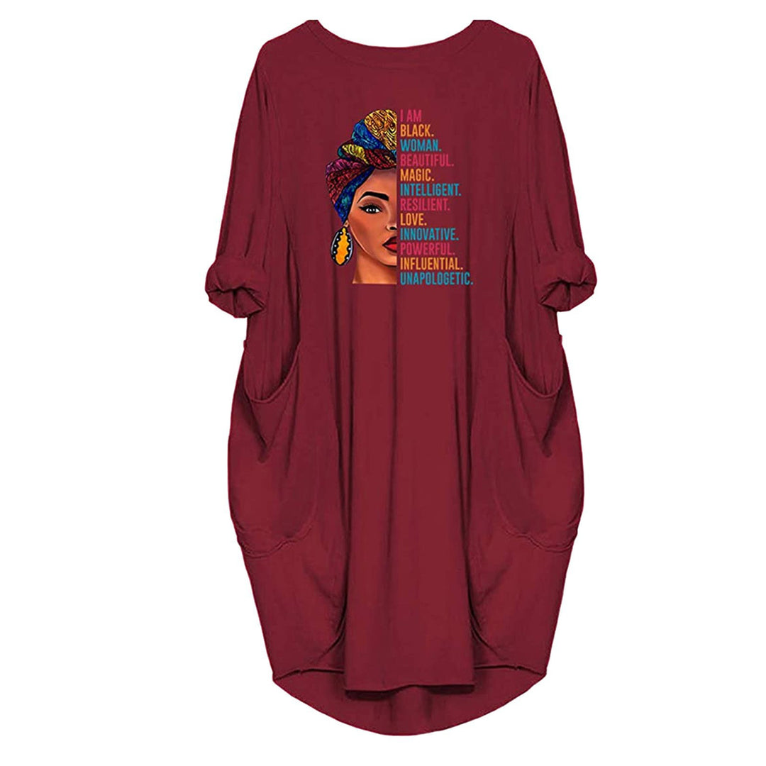 Damen Kleid mit lässigem Schnitt und kreativen Motiv und praktischen Taschen R&B