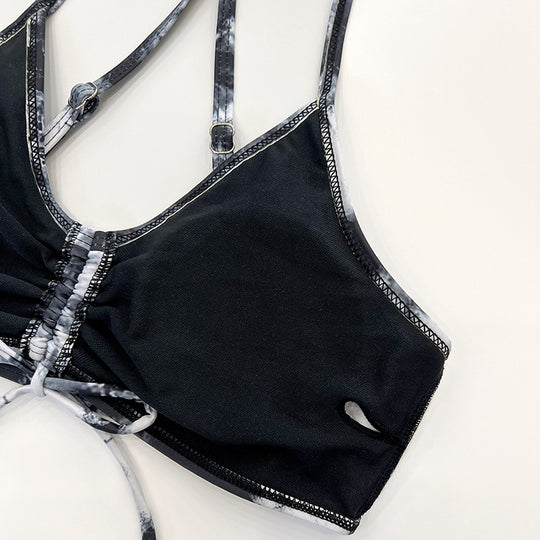 Damen Bikini-Set mit kurzem Höschen und transparentem Strandkimono R&B