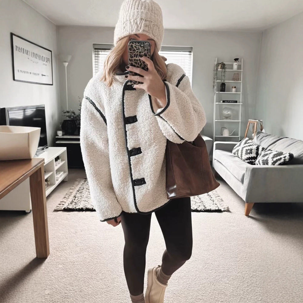 Damen Kuschelige Fleecejacke mit modernem Stehkragen und praktischen Taschen R&B