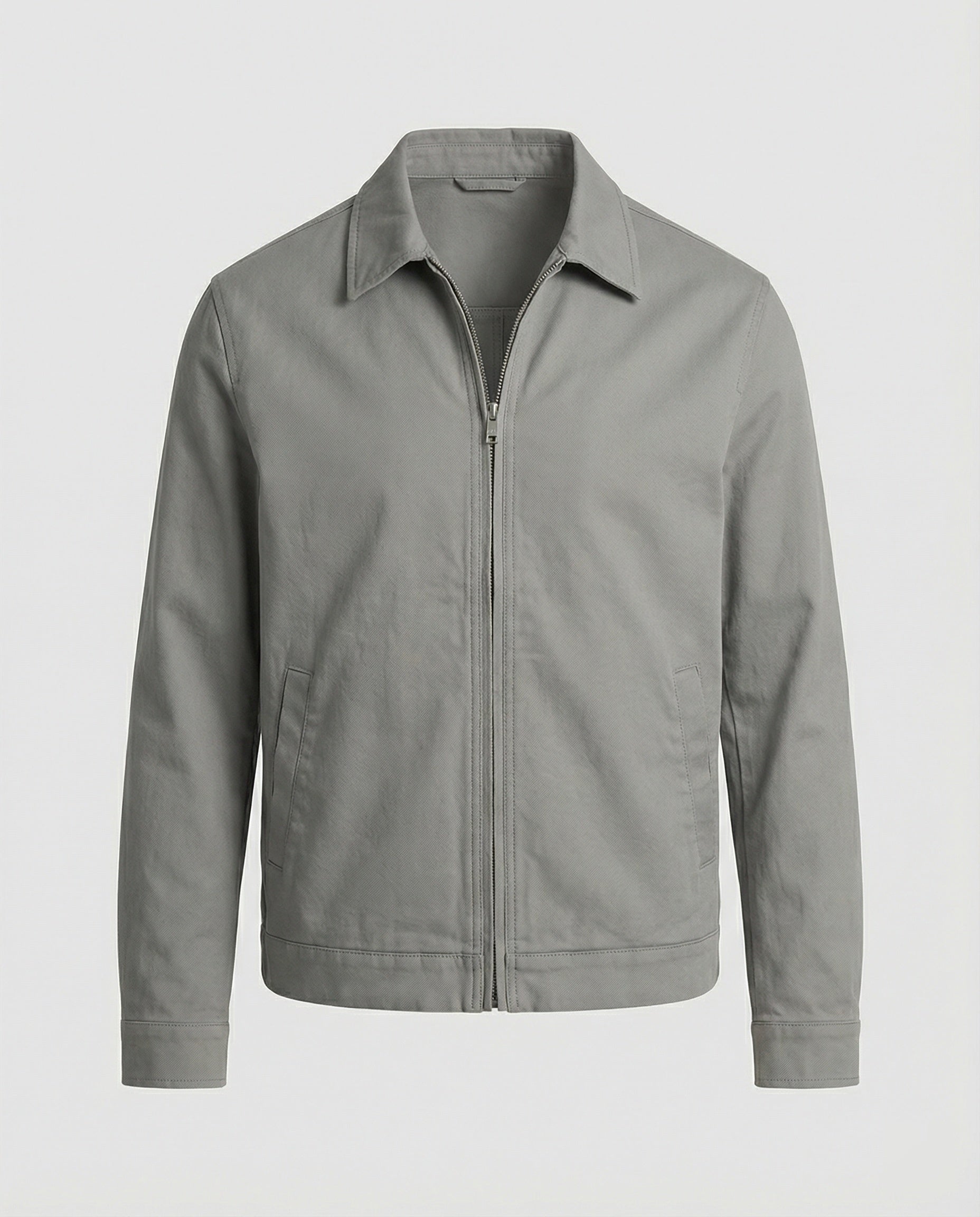 Herren kastige Zip-Jacke mit Hemdkragen und minimalistischen Teilungsnähten R&B