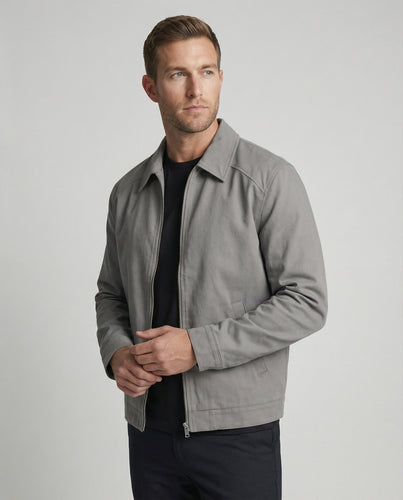 Herren kastige Zip-Jacke mit Hemdkragen und minimalistischen Teilungsnähten R&B