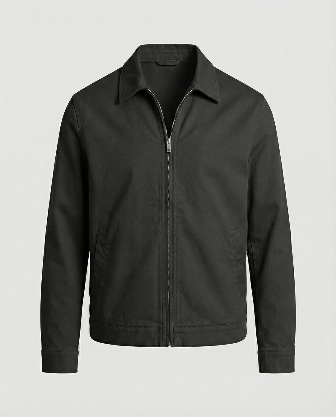 Herren kastige Zip-Jacke mit Hemdkragen und minimalistischen Teilungsnähten R&B