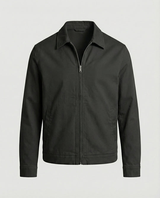 Herren kastige Zip-Jacke mit Hemdkragen und minimalistischen Teilungsnähten R&B