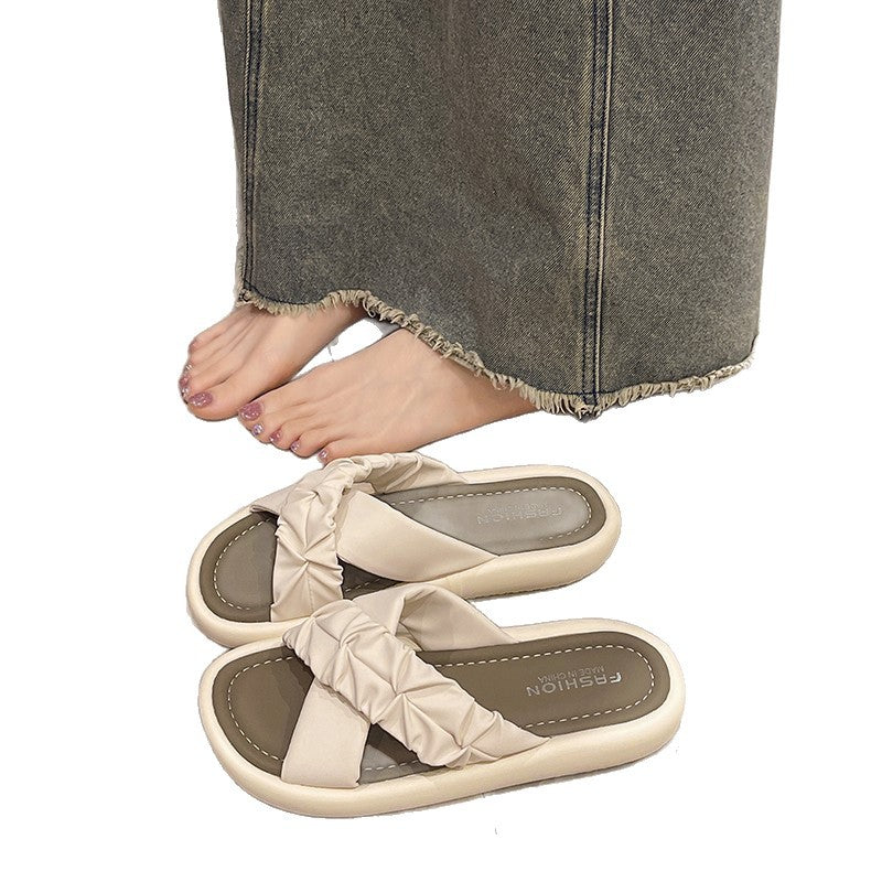 Damen Modische und bequeme Slipper mit verstellbarem Knoten-Riemen EB