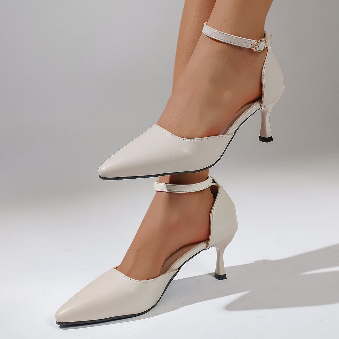 Damen elegante Slingback-Pumps mit schmalem Absatz und modischem Knöchelriemen R&B
