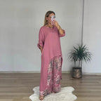 Damen Relaxed Fit Leinen Tunika Top R&B