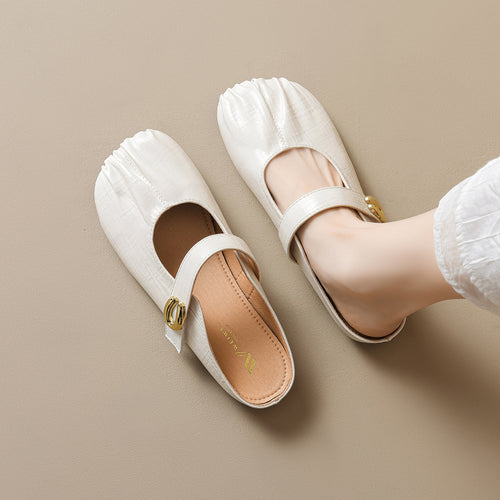Damen Slipper mit dekorativer Schnallenverzierung und besonderer Faltenoptik R&B