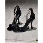 Damen elegante High Heel Sandalen mit funkelnden Strassapplikationen R&B