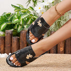 Damen elegantes Slide-Pantoletten mit luxuriösem Blumenakzent R&B