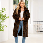 Damen Modischer Kunstpelzmantel mit Leopardenmuster R&B