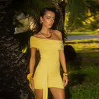 Damen Figurbetontes Minikleid mit schulterfreiem Design und asymmetrischem Saum R&B