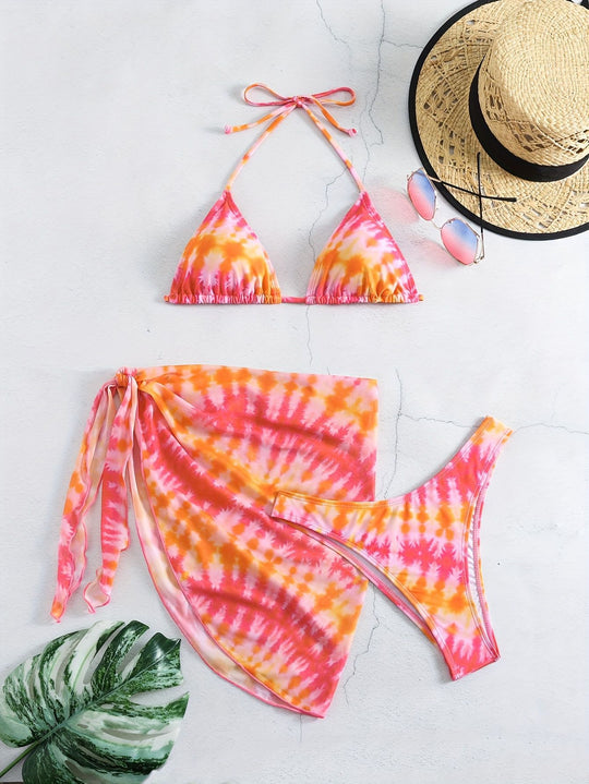 Damen Triangel-Bikini Set mit Wickelrock R&B