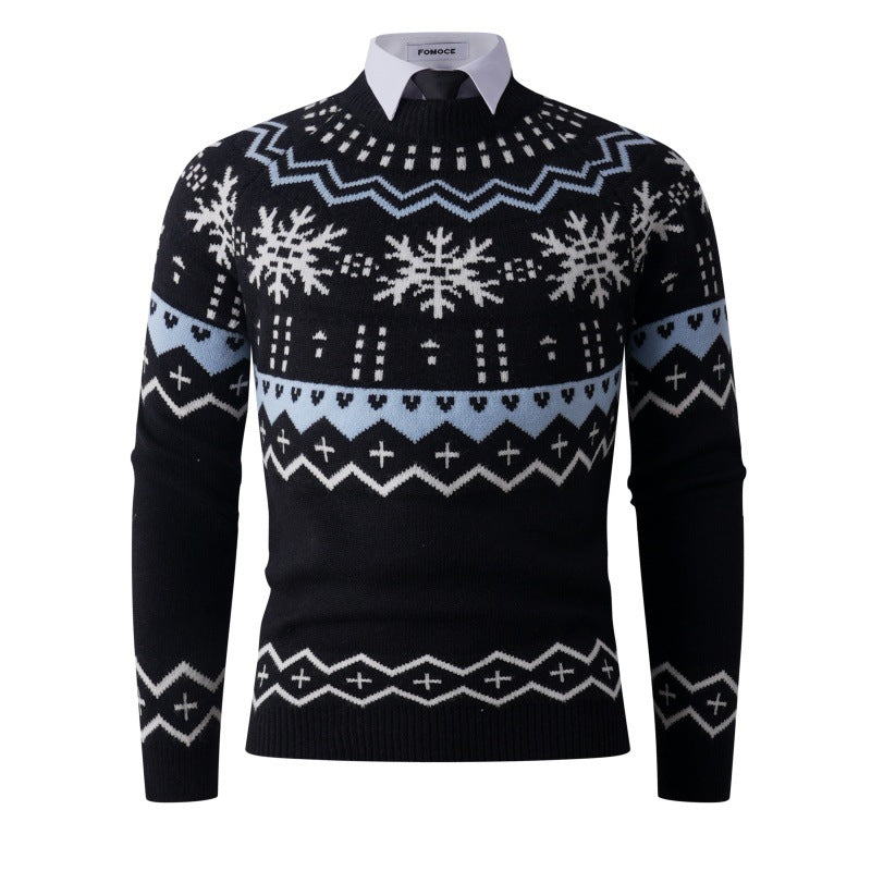 Herren modischer Strickpullover mit kreativem Schneemuster R&B