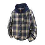 Herren lässige Hemdjacke mit gefütterter Kapuze und Karomuster R&B