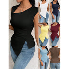 Damen Schnittiges Oberteil mit asymmetrischem Saum und figurbetontem Design R&B