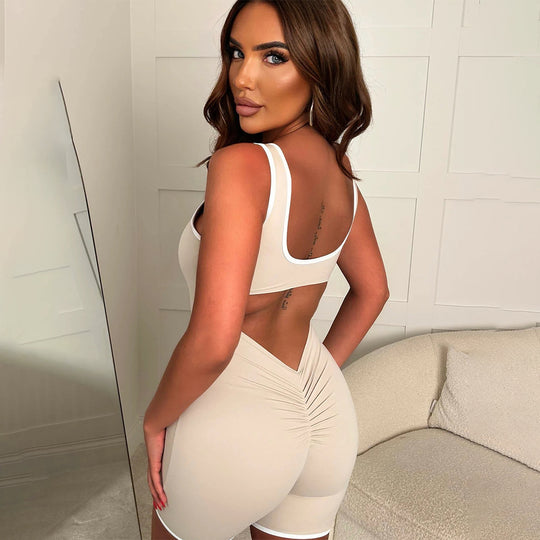 Damen Sportlicher Jumpsuit mit dekorativen Kontrastnähten und figurformendem Schnitt R&B