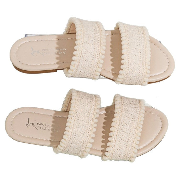 Damen Relaxed Riemensandalen mit floraler Häkel-Optik R&B