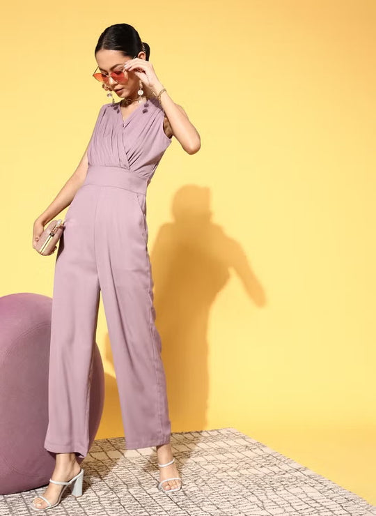 Damen Jumpsuit mit elegantem V-Ausschnitt von R&B