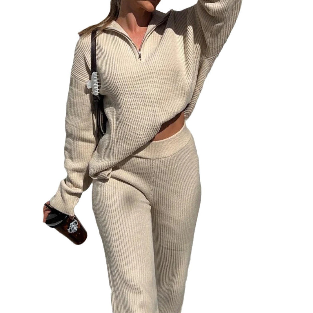 Damen modischer Strickpullover mit Stehkragen R&B
