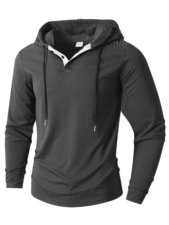 Herren Sportlicher Langarm-Hoodie mit strukturierter Oberfläche R&B