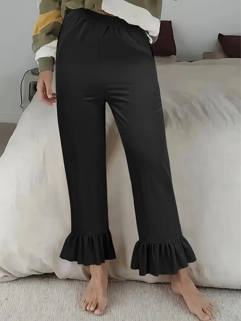 Damen Flauschige Culotte mit Volantabschluss R&B