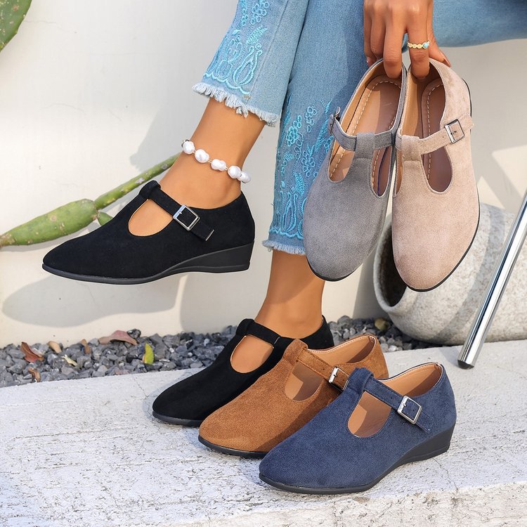 Damen Wedge-Pantoletten mit verstellbarem Riemen R&B