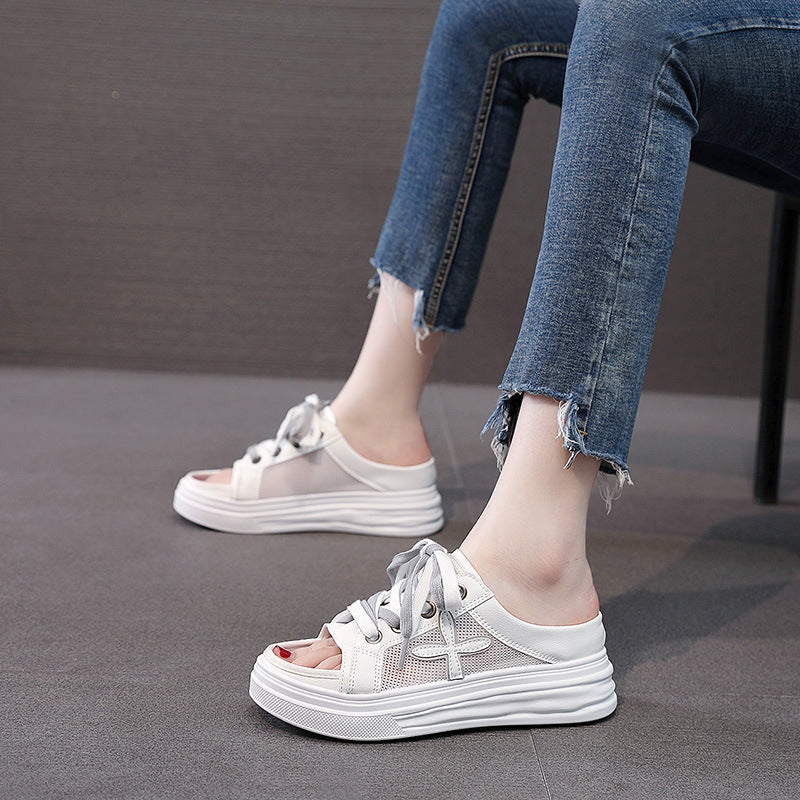 Damen Sommer Sneaker mit offenen Zehen und bequemer Sohle R&B