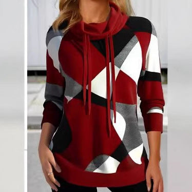 Damen Kapuzenpullover mit geometrischem Muster und hoher Passform R&B