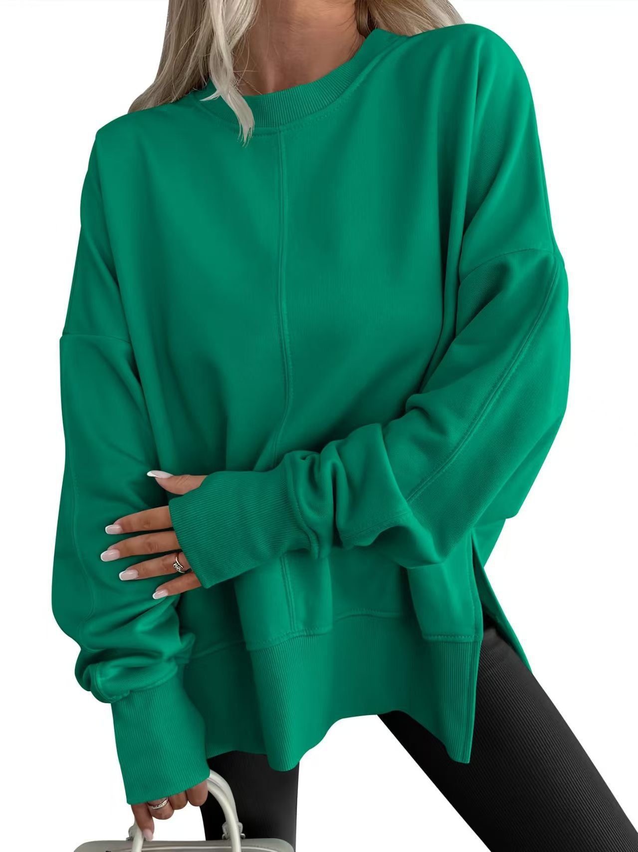 Damen Bequemer Langarm-Sweater mit Seitenschlitzen R&B