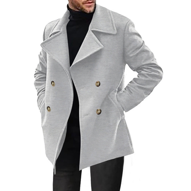 Herren klassischer Peacoat mit modischem Revers und eleganten Knopfdetails R&B